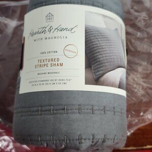 Hearth And Hand With Magnolia Radiant Gray Cotton Textured Stripe Standard Sham